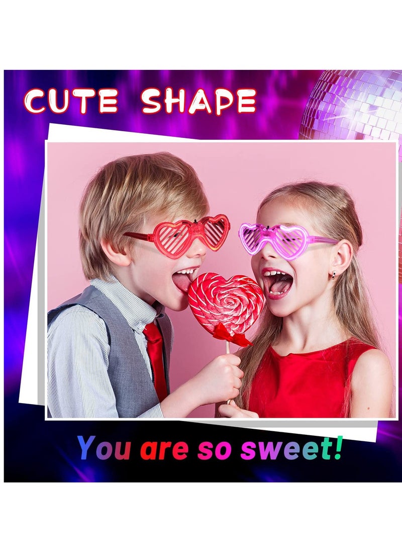 SOLARAE Light-up LED Glasses, 5 Pack  Heart Shape Toys Party Favors Glow In The Dark  Supplies Shutter Shades Sunglasses Luminous Neon in the Dark for Adult Kids - Image 3