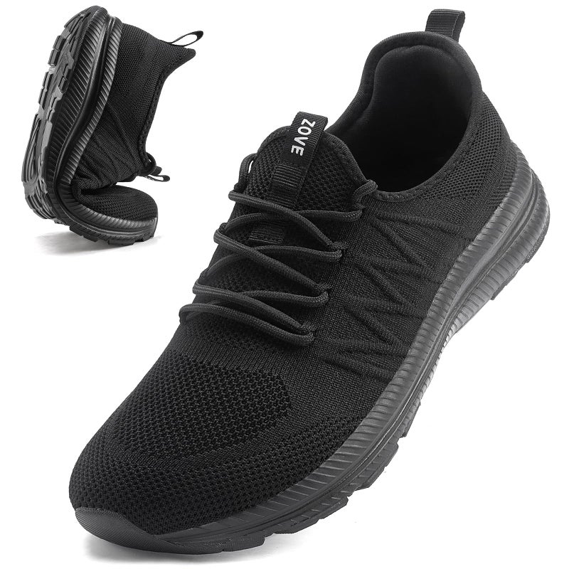 ZOVE Wide Toe Box Shoes for Men Extra Wide Width Sneakers Non-Slip Ultra Light Wide Tennis Running Shoes Breathable Casual Walking Sneakers Diabetes Workout Gym Jogging 8826 Full Black 45 - Image 1