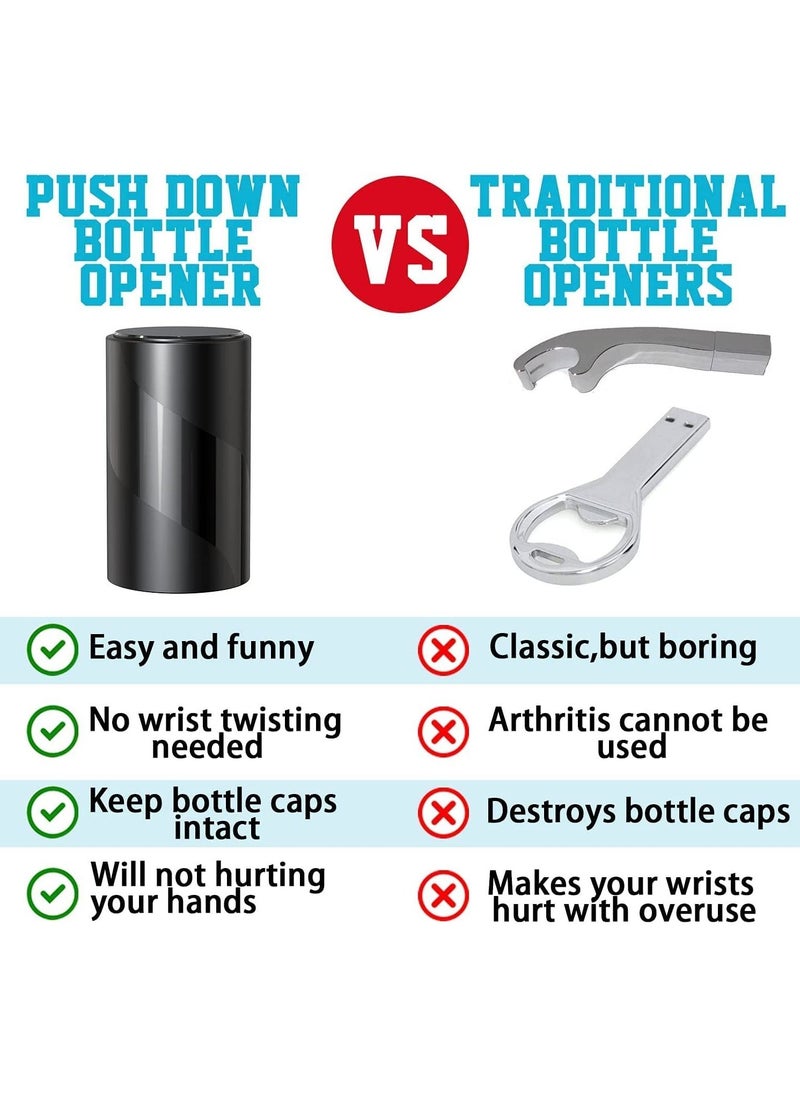 SYOSI - 【2 PACK】 Push Down-Pop Off Beer Bottle Opener with Cap Catcher, No Damage to Caps，Automatic Decapitator Beer/Soda Bottle Top Openers，One-Hand Easy/Funny Lid Open,Cool Bartender Tools - Image 1