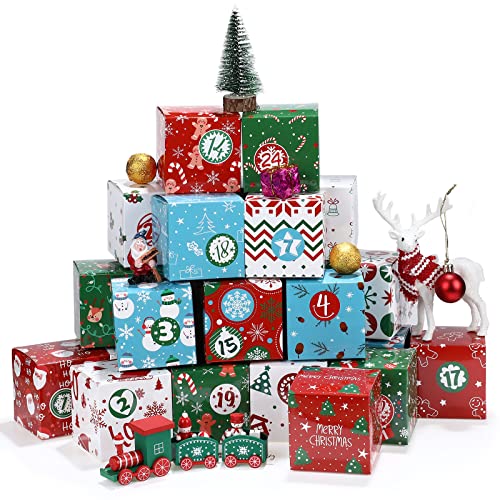 Outus DIY Christmas Advent Calendar Boxes 2026 25 Days Cardboard Number Boxes Christmas Countdown Calendar Refillable Advent Xmas Gift Box for Kids Adults Xmas Home OfficeWarm Style - Image 1