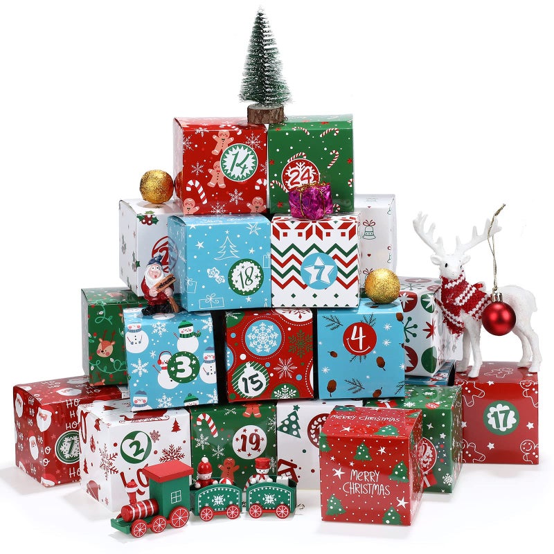 Outus DIY Christmas Advent Calendar Boxes 2026 25 Days Cardboard Number Boxes Christmas Countdown Calendar Refillable Advent Xmas Gift Box for Kids Adults Xmas Home OfficeWarm Style - Image 2