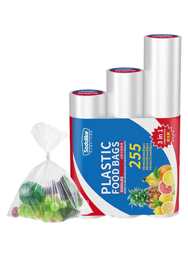 Sodolike Shangdao Perforated Food Storage Bags, 3-Roll Combo Pack, 255 Pieces Total, Large/Medium/Small Sizes, Thickened Food Bags - Image 3