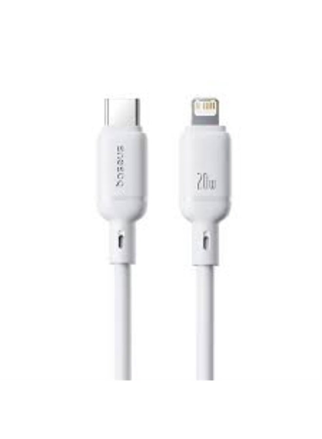 بيسوس Baseus Silky Series Fast Charging Cable [Type C - Lightning] 20W 100cm, White (P10377700213-00) white - Image 1