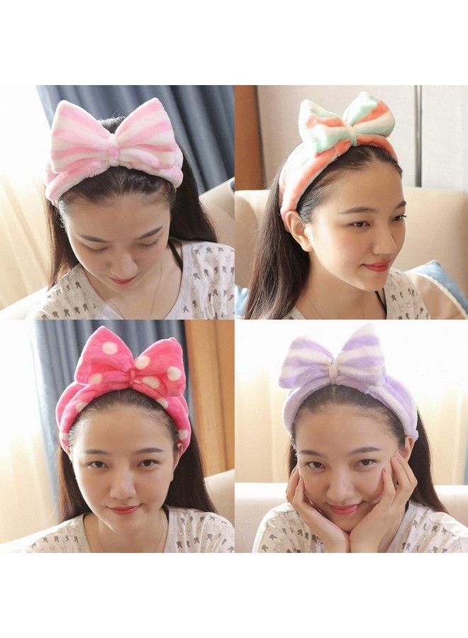 eS³kube Facial Makeup Face Wash Velvet Strip Headband Yoga Sports Adjustable Elastic Hair Band For Girls & Women Beauty Tool 2 Pc (Multicolor) - Image 4