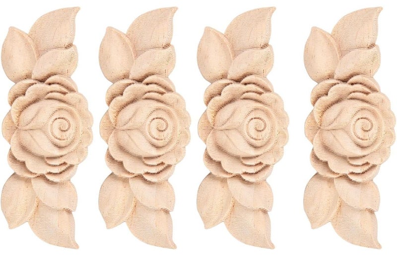 Type D 4 Pieces Carved Corner Onlay Applique Furniture Decoration Vintage Cabinet Door - Image 1