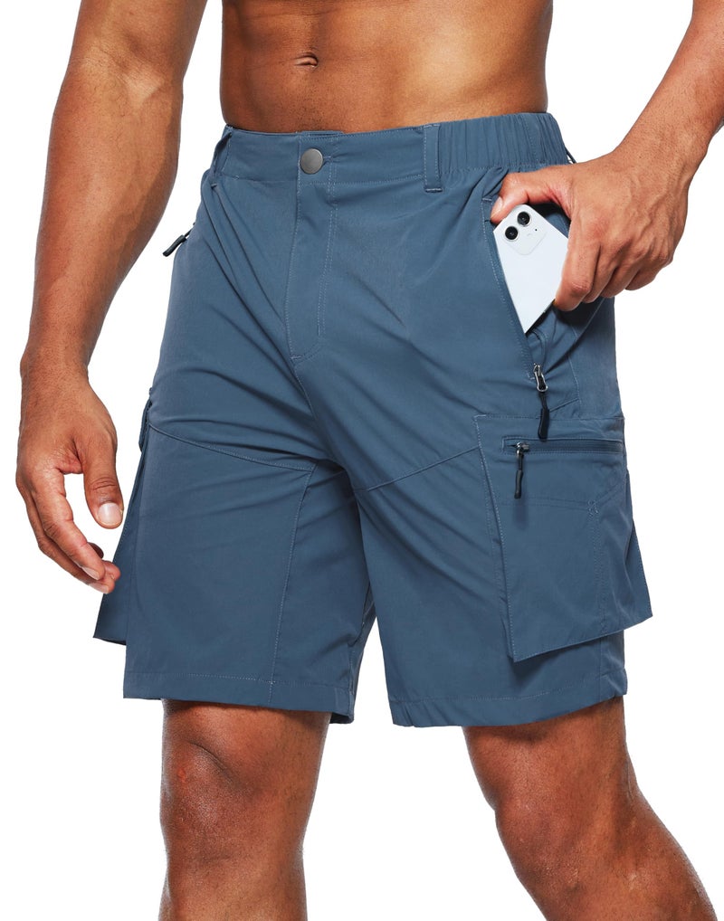 Pudolla Men's Hiking Cargo Shorts Quick Dry Outdoor Travel Shorts for Men with Multi Pocket for Fishing Camping Casual (Dark Blue XX-Large) - Image 1