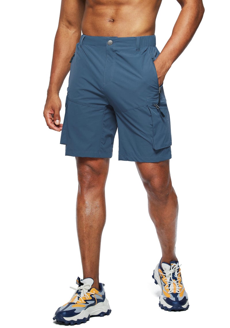 Pudolla Men's Hiking Cargo Shorts Quick Dry Outdoor Travel Shorts for Men with Multi Pocket for Fishing Camping Casual (Dark Blue XX-Large) - Image 2