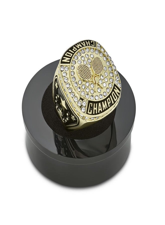Express Medals Champion Gold Tennis Trophy Ring Award Gift Prize with Display Neck Chain and Stand Championship Rings - Image 2