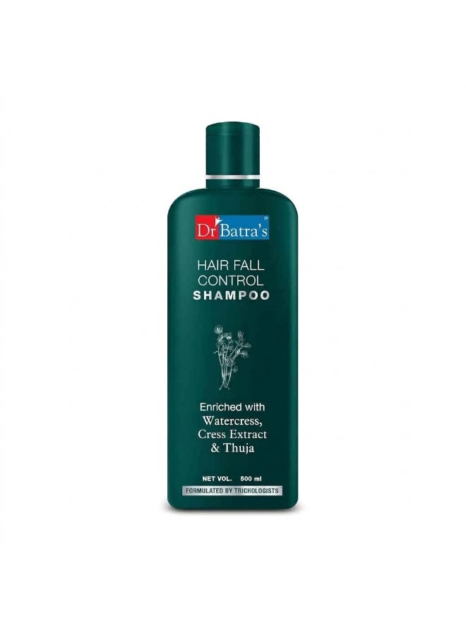Dr Batra's Hair Fall Control Shampoo with Watercress,  Cress Extract & Thuja | Helps Reduce Hair Fall & Strengthen Hair | Anti Hair Fall Shampoo for Men & Women | Gentle Daily Use Hair Care | 500 ml - Image 1