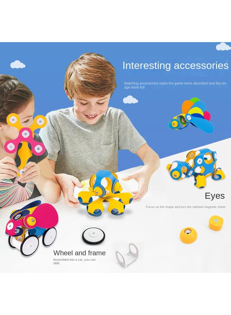 16pcs of versatile magnetic sheets 3D three-dimensional geometric soft building blocks assembly puzzle children's early education set - Image 4