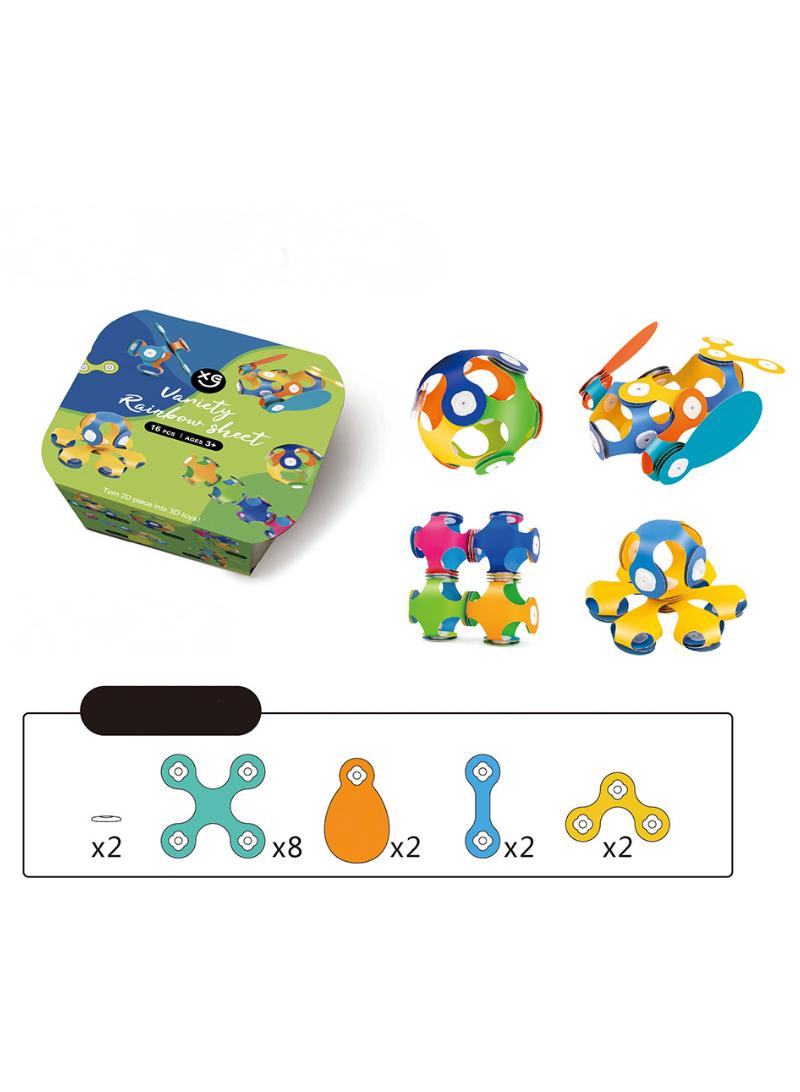 16pcs of versatile magnetic sheets 3D three-dimensional geometric soft building blocks assembly puzzle children's early education set - Image 5