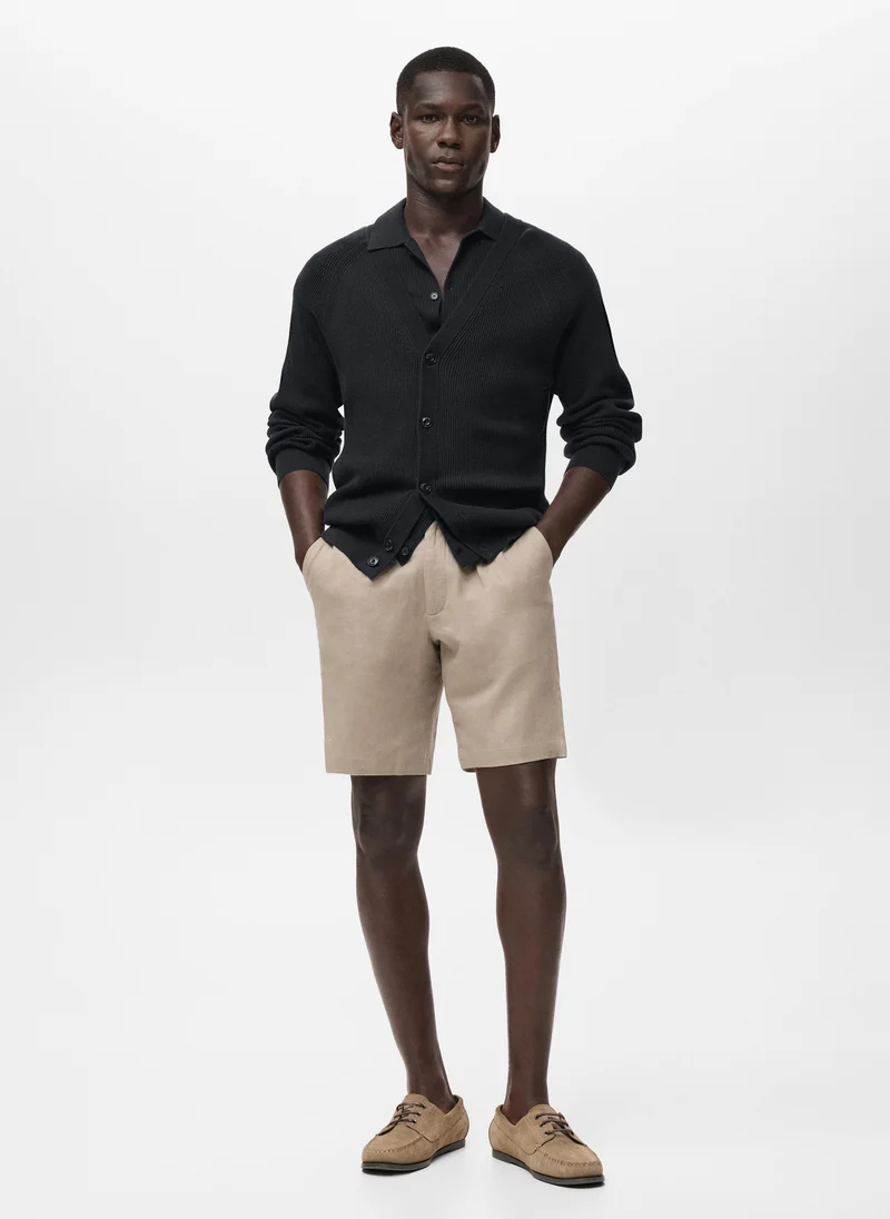 Mango Man Linen-cotton blend Bermuda short
