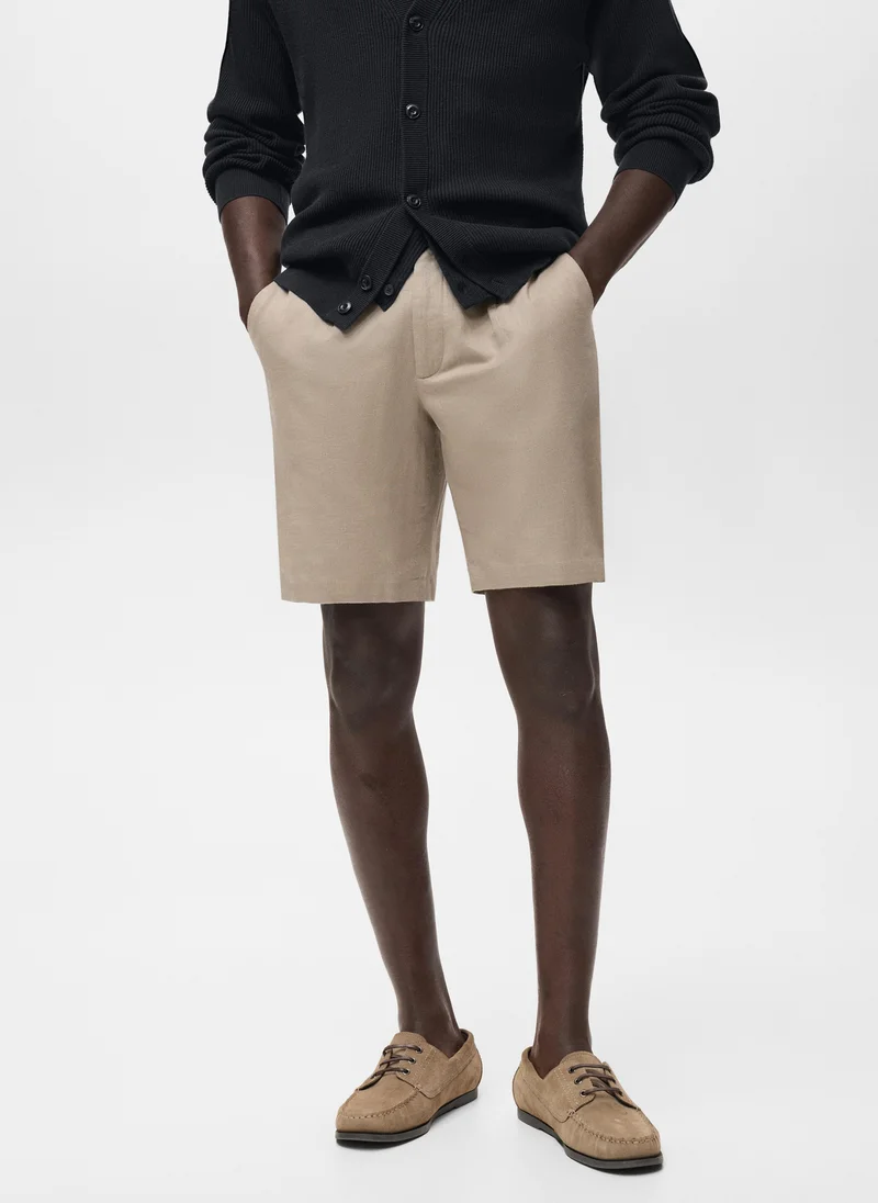 Mango Man Linen-cotton blend Bermuda short