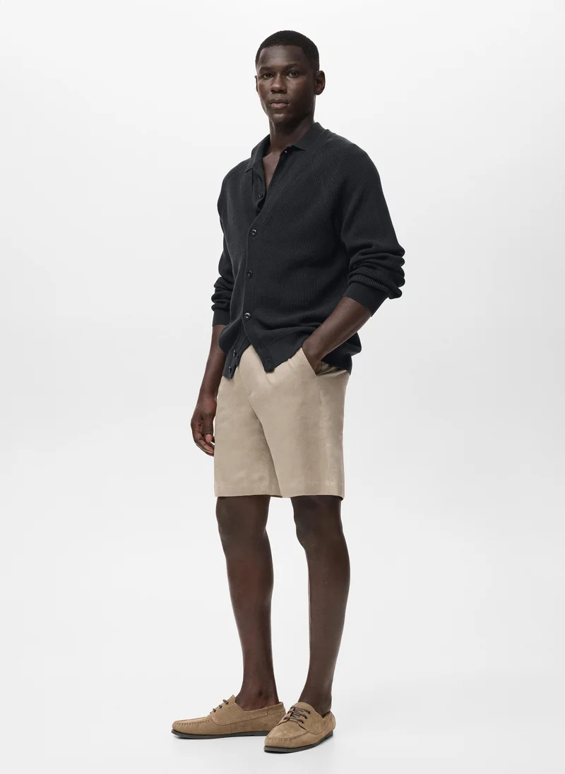 Mango Man Linen-cotton blend Bermuda short