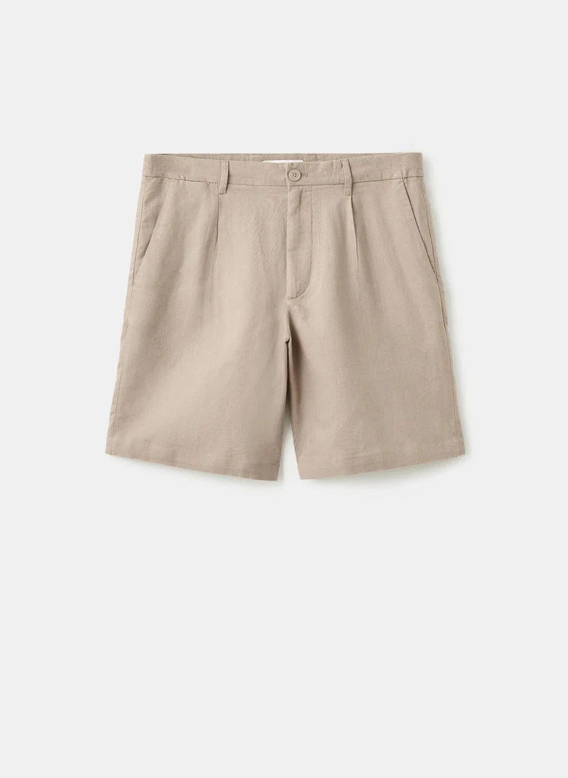 Mango Man Linen-cotton blend Bermuda short