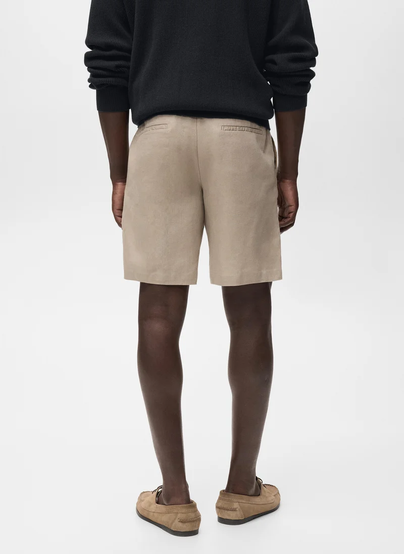 Mango Man Linen-cotton blend Bermuda short