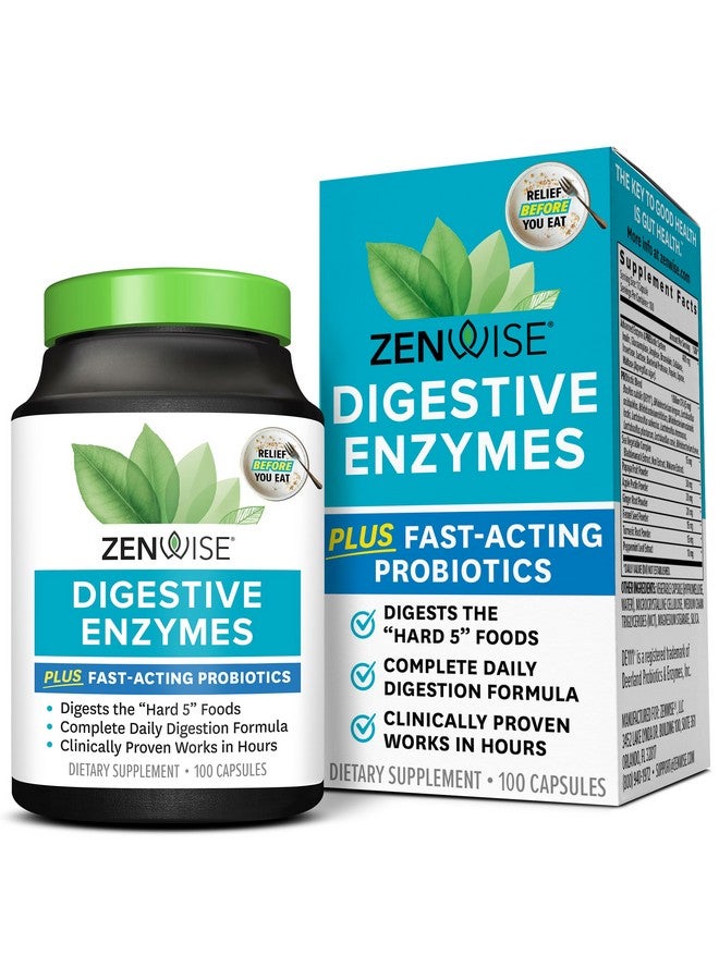Zenwise Health Digestive Enzymes and Bromelain for Gut Health - Probiotic Multi Enzymes with Prebiotics and Probiotics for Women and Men for Digestive Health and Bloating Relief for Digestion - 100 CT - Image 1