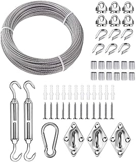 TooTaci TooTaci Stainless Steel Sun Shade Sails Hardware Kit 6 inch for Triangle Sun Shade Sails Installation, 50FT/1/8in T316  - Image 1