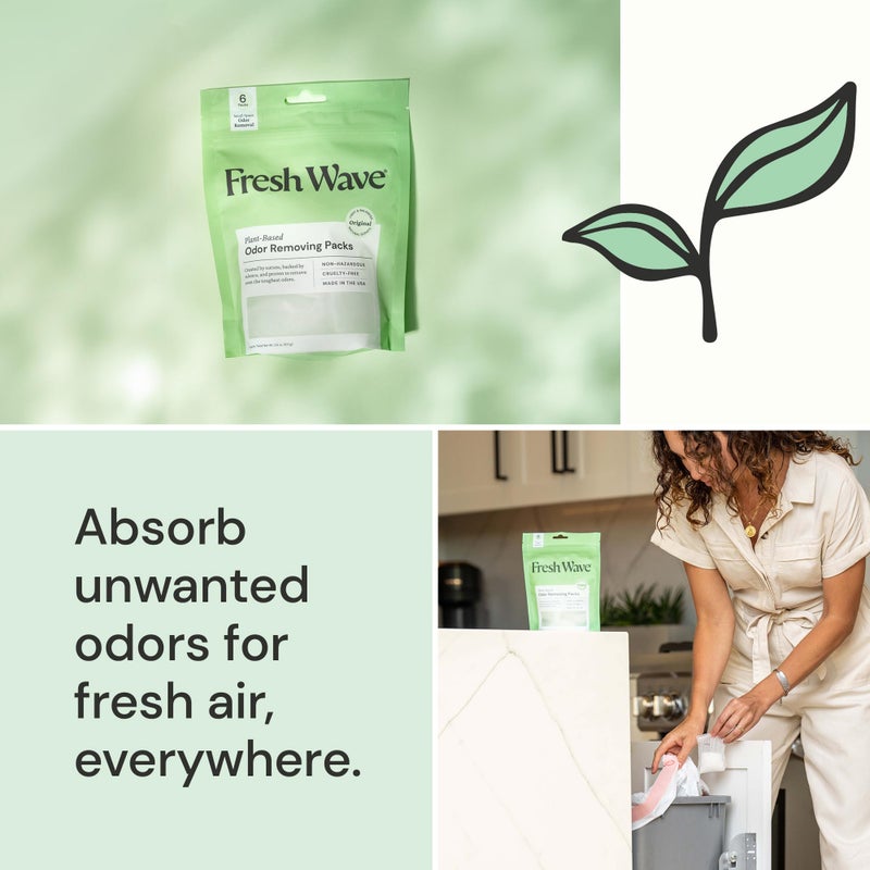 Fresh Wave Odor Eliminating & Deodorizing Packs, Bag of 6 - Safer Odor Relief for Small Spaces, Natural Plant-Based Odor Eliminator, Odor Absorbers for Home - Image 3