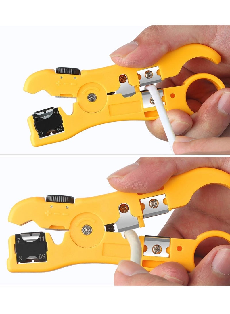Cable Cutter Stripper, 1Pcs Universal Wire Stripper Tool for Coax RG59 RG6 RG7 RG11 Round Network CAT5 CAT6 and Flat Telephone - Image 2