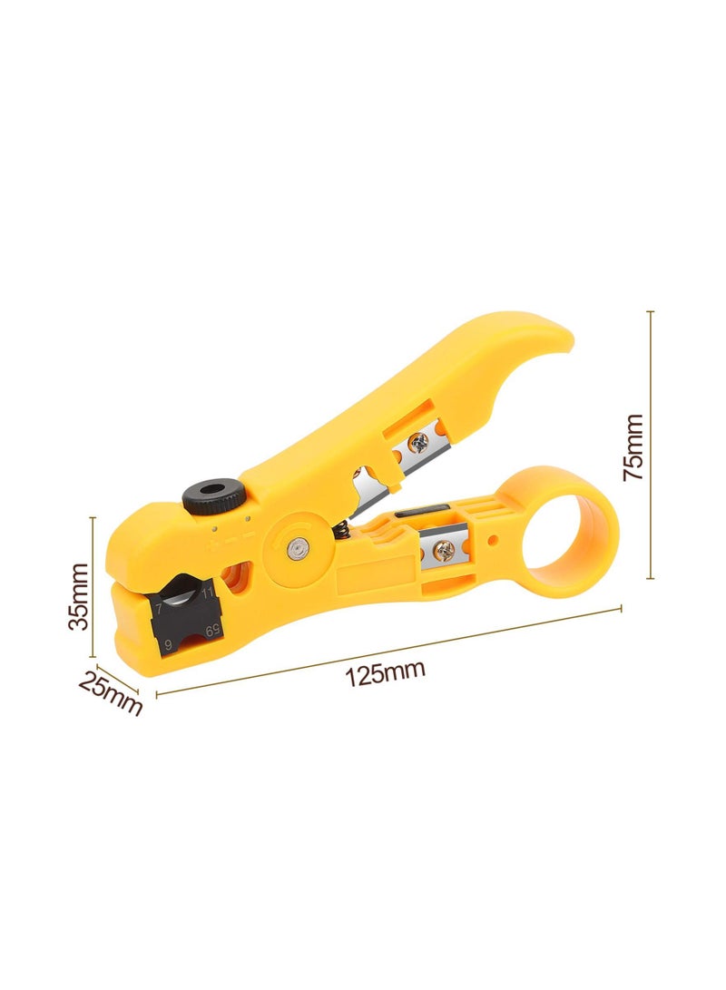 Cable Cutter Stripper, 1Pcs Universal Wire Stripper Tool for Coax RG59 RG6 RG7 RG11 Round Network CAT5 CAT6 and Flat Telephone - Image 4