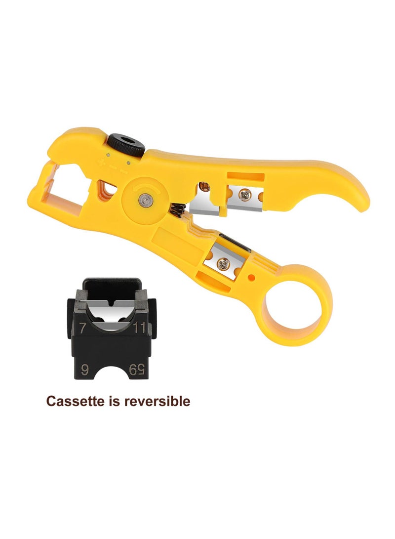 Cable Cutter Stripper, 1Pcs Universal Wire Stripper Tool for Coax RG59 RG6 RG7 RG11 Round Network CAT5 CAT6 and Flat Telephone - Image 5