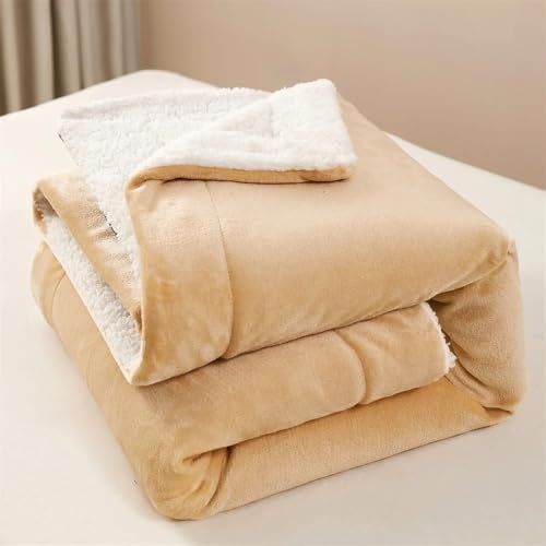 Goyal's Ultra Soft Flannel Sherpa Blanket for AC Room, Mild & Heavy Winter Use | Single Bed Reversible Plush 500GSM Blanket 55 x 90 Inches | Thick Warm Cozy Dual Layer Microfibre Throw - Golden Beige - Image 1