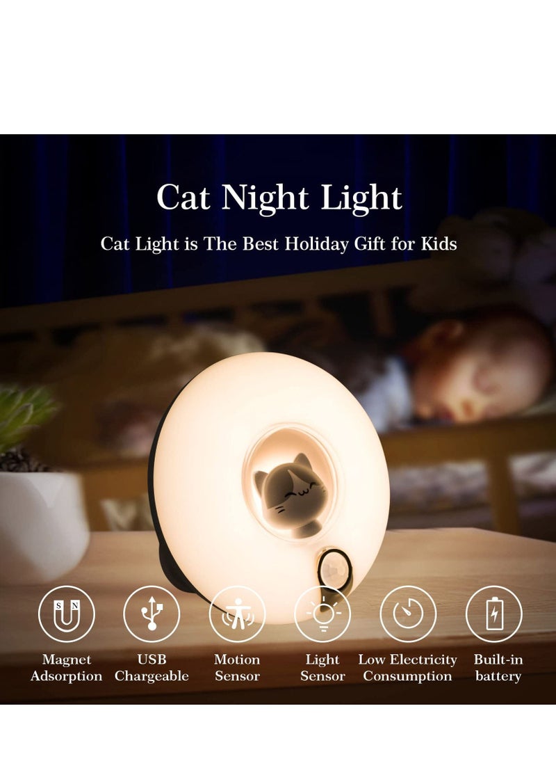 NIBEMINENT Rechargeable Motion Sensor Night Light Magnetic Nightlights Adjustable Brightness Cat Lamp for Kids Room - Image 2