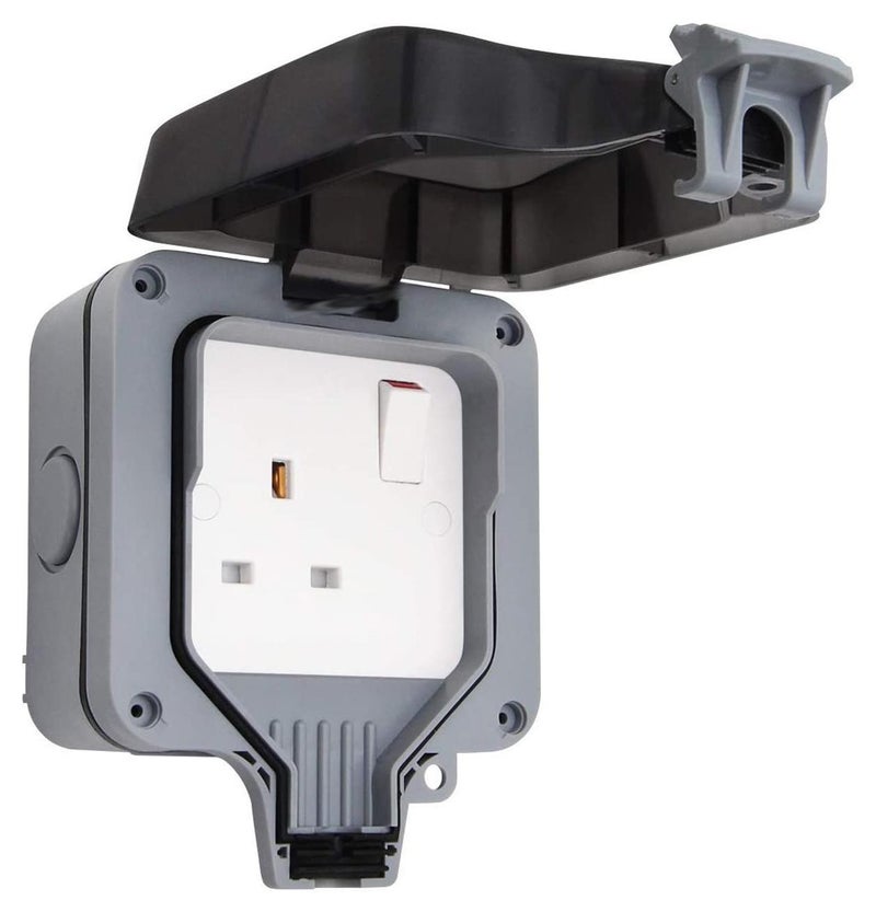 Outdoor Sockets Waterproof Single Socket, Wall Electrical Outlets, IP66 Switched Socket Covers,13A Outdoor Wall Weatherproof Plug Socket Box (Single socket) - Image 1