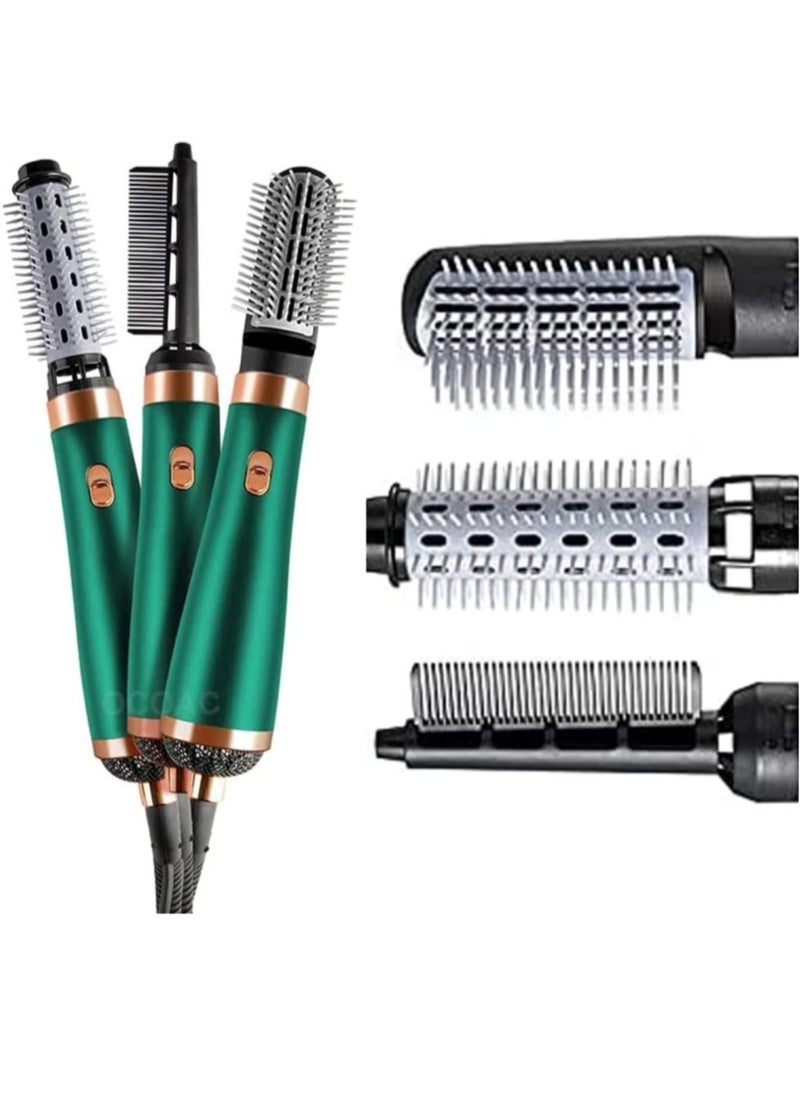 ELTRAZONE Hair Dryer Brush 3 in 1 Hot Air Blow Dryers New Electric Hair Dryer Blow Dryer Comb Rotating Hot Air Brush Hair Straightener Brush Curler Comb Roller Blow Dryer (Green)  - Image 1