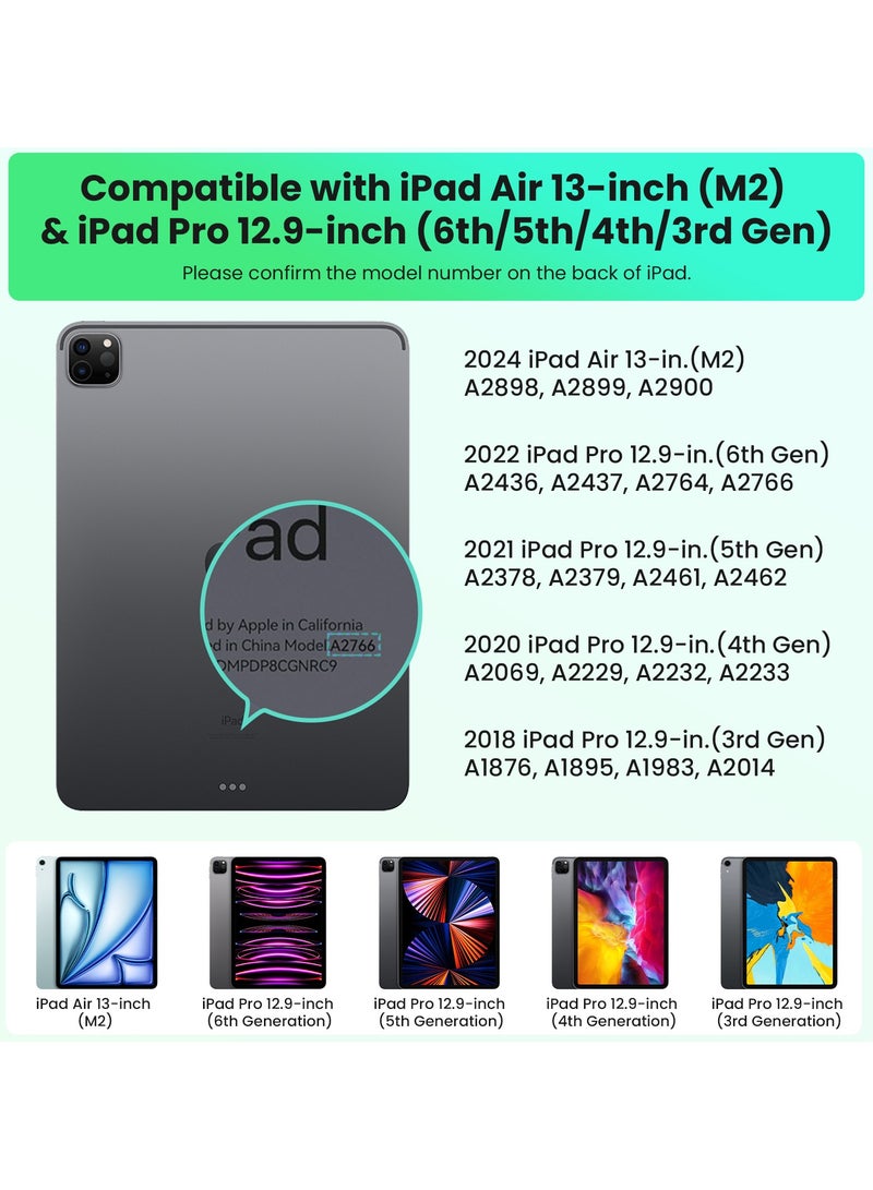 UCHUANG Arabic Magnetic Keyboard Case, for Apple iPad Air 13 inch (M2) Pro 12.9 (2018-2023 Version) Easy-Set Floating Cantilever Stand, Backlit Keys, for iPad Pro 12.9 3rd 4th 5th 6th eneration,Black - Image 2