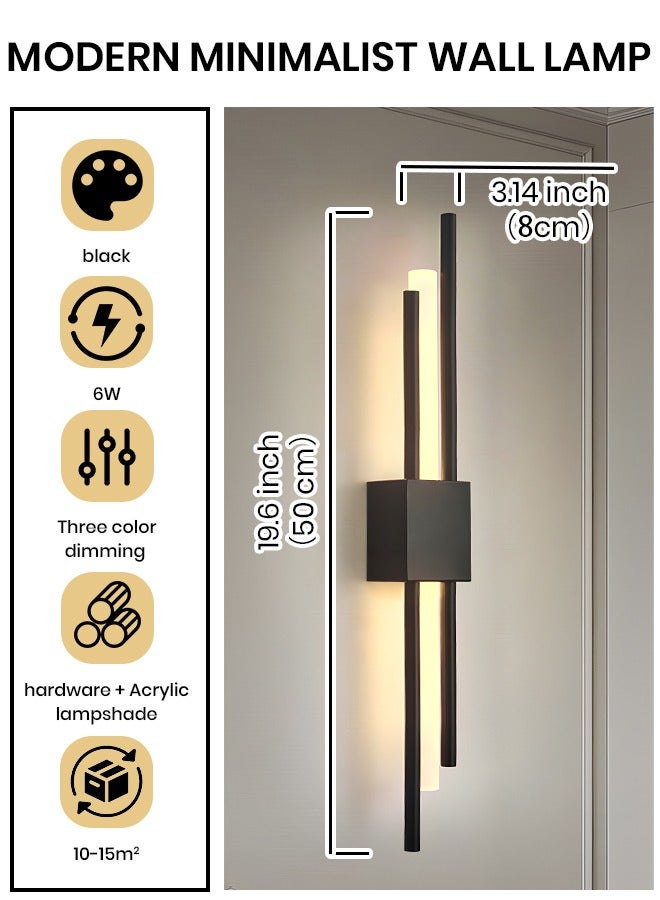 YATAI LIGHTING Modern LED Wall Light, 6W LED Wall Lamp, 50cm Dimmable 3-Color Lighting Fixture for Bedroom, Dining Room, Mirror Side, and Dressing Table  - Image 3