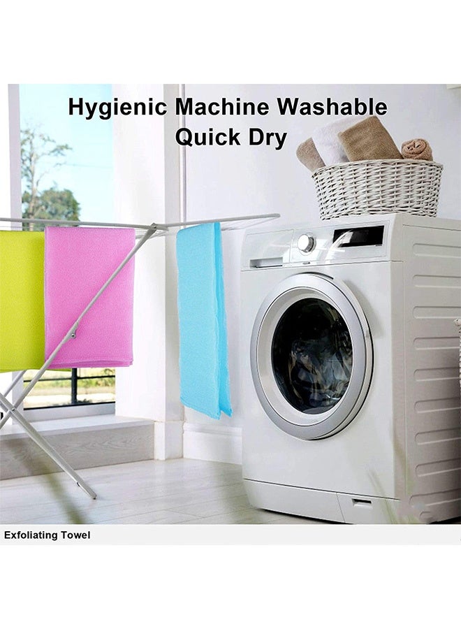 Peachjoy منشفة استحمام مقشرة 4 قطع، إسفنجة استحمام جلدية من النايلون، فرشاة فرك الظهر للاستحمام، لوفة مقشرة لتقشير الجسم - Image 5