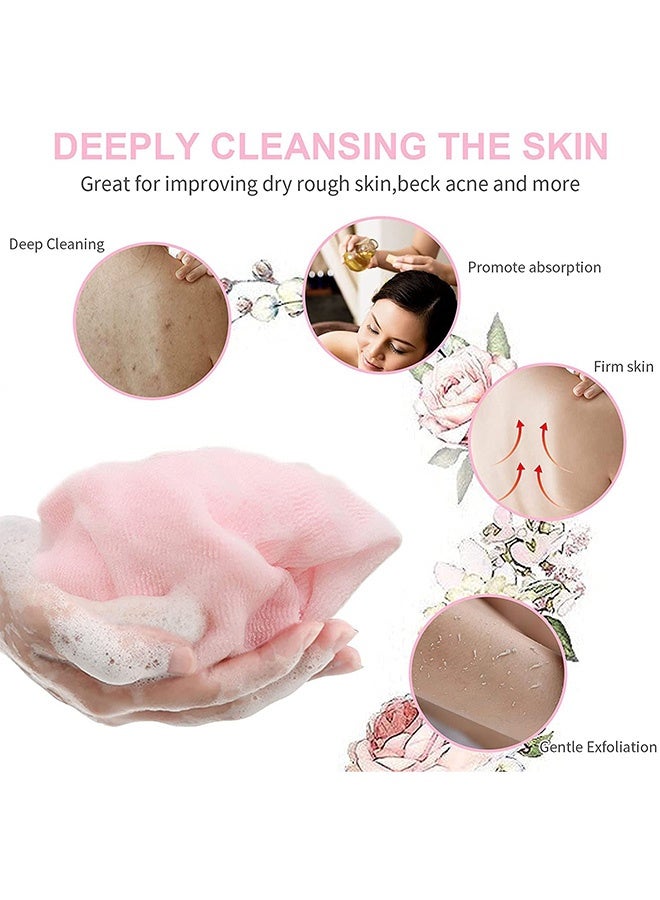 Peachjoy منشفة استحمام مقشرة 4 قطع، إسفنجة استحمام جلدية من النايلون، فرشاة فرك الظهر للاستحمام، لوفة مقشرة لتقشير الجسم - Image 3