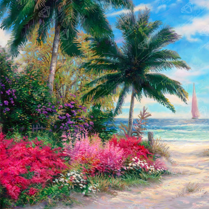 DIAMOND ART CLUB نادي فن الألماس - مجموعة تلوين الألماس لمجموعة Ocean Whisper Path - فن الألماس الدائري للحرف اليدوية الممتعة للكبار - قماش فني دائري من تشاك بينسون 13 x 13 33 سم x 33 سم - Image 2