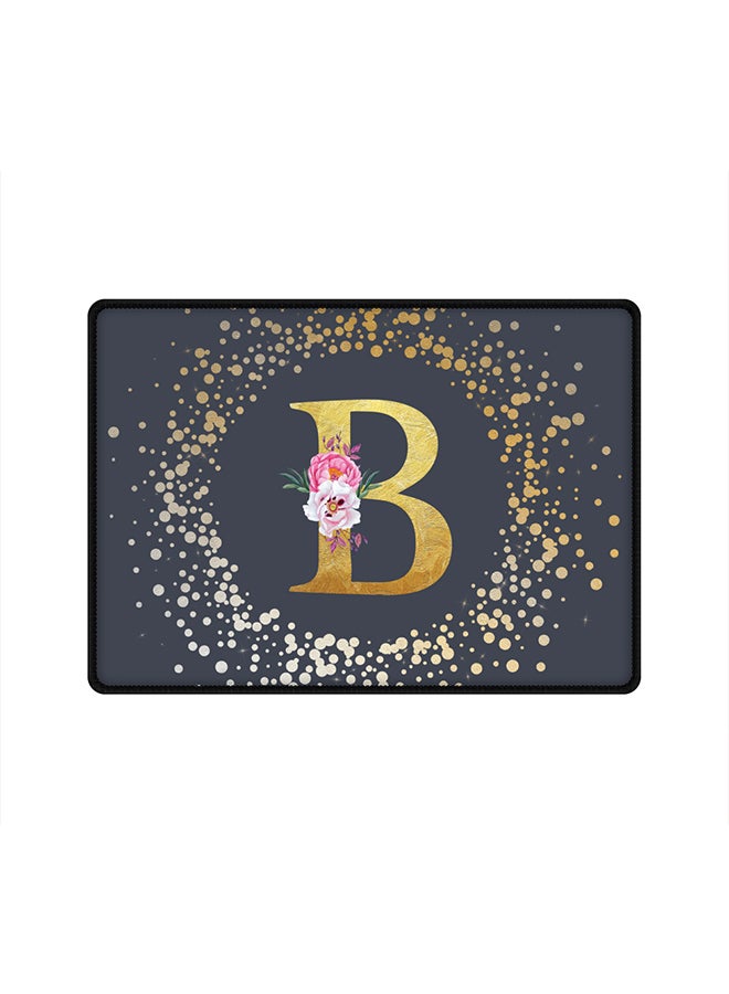 Stylizedd Designer Gaming Mouse Pad  Anti-Skid Mousepad Large Keyboard Mouse Pad Desk Mat Custom Monogram Initial Letter Floral Pattern Alphabet - B  (Grey) - Image 1