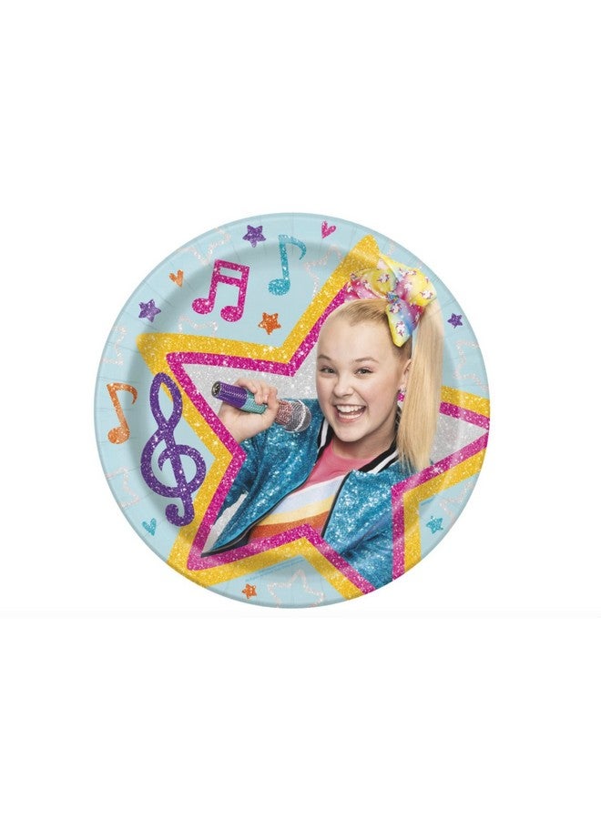 Unique Jojo Siwa Multicolor Round Dinner Plates 9" (8 Pcs) Disposable Paper Party Tableware Set Perfect For Kids' Themed Parties & Events - Image 2