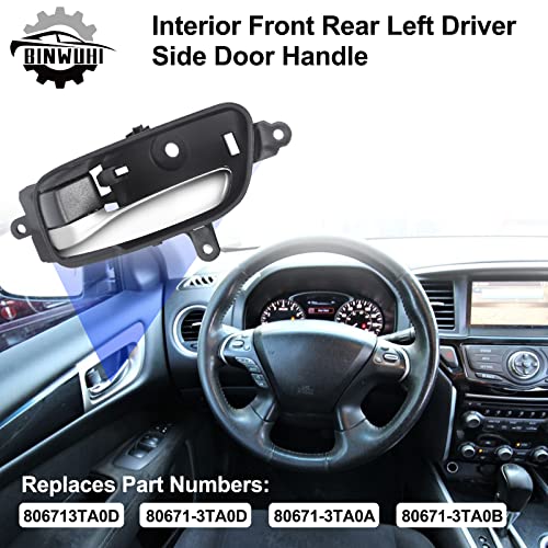 BINWUHI Front Rear Left Driver Side Interior Door Handle Compatible with Nissan Altima Pathfinder 2013-2017 Titan 2015 2017 Titan XD 2016-2017 Murano 2015-2017 Replaces 80671-3TA0D 80671-3TA0A - Image 5
