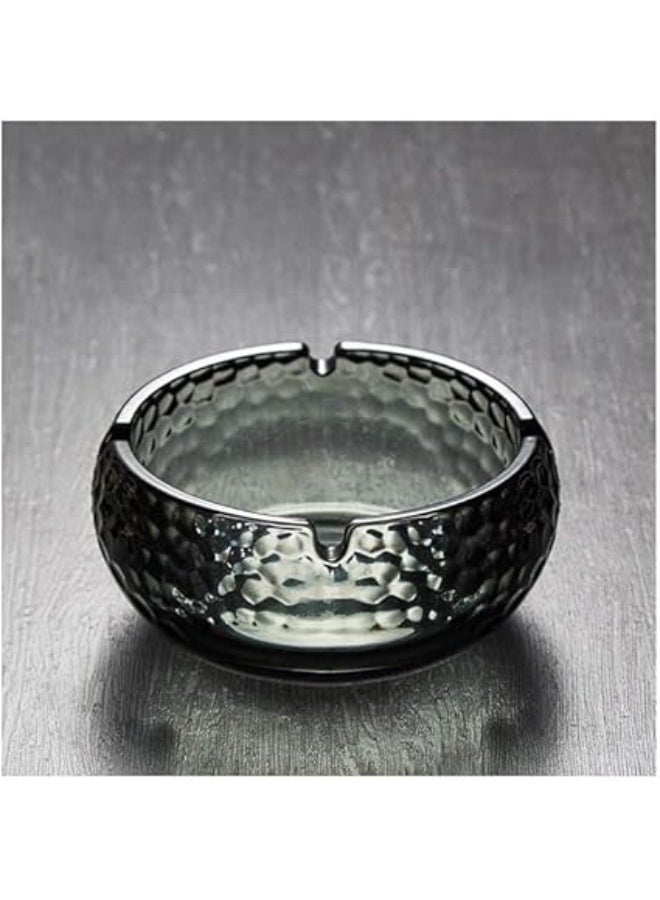 منفضة سجائر كبيرة من الزجاج الكريستالي للمنزل والمكتب والفندق، انيقة مقاومة للرياح مع 3 اخاديد، تصميم شفاف انيق للسجائر والسيجار، منفضة سجائر عصرية مزخرفة لغرفة المعيشة، رمادي (نمط 1) - Image 5