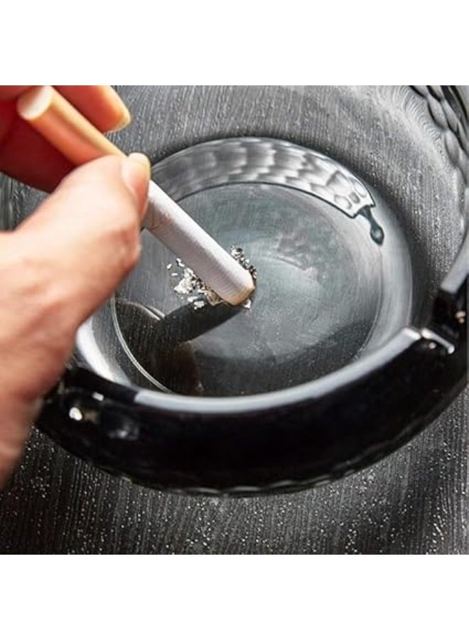 منفضة سجائر كبيرة من الزجاج الكريستالي للمنزل والمكتب والفندق، انيقة مقاومة للرياح مع 3 اخاديد، تصميم شفاف انيق للسجائر والسيجار، منفضة سجائر عصرية مزخرفة لغرفة المعيشة، رمادي (نمط 1) - Image 4