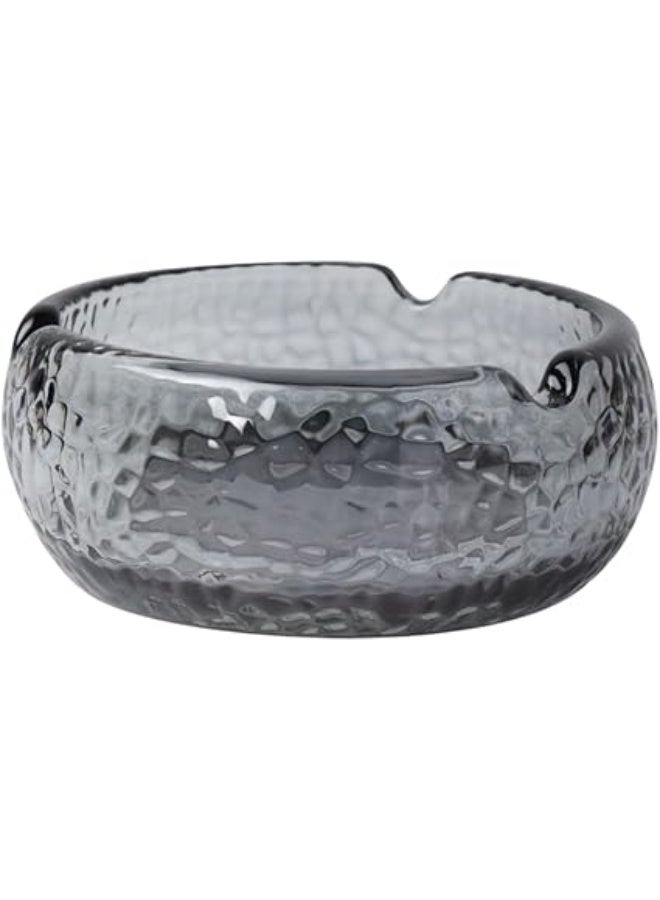 منفضة سجائر كبيرة من الزجاج الكريستالي للمنزل والمكتب والفندق، انيقة مقاومة للرياح مع 3 اخاديد، تصميم شفاف انيق للسجائر والسيجار، منفضة سجائر عصرية مزخرفة لغرفة المعيشة، رمادي (نمط 1) - Image 1