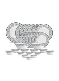 La Opala La Opala Diva, Sovrana Collection, Opal Glass Dinner Set 27 pcs, Persian Grey, White  - Image 1