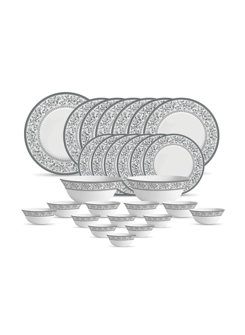 La Opala La Opala Diva, Sovrana Collection, Opal Glass Dinner Set 27 pcs, Persian Grey, White  - Image 1