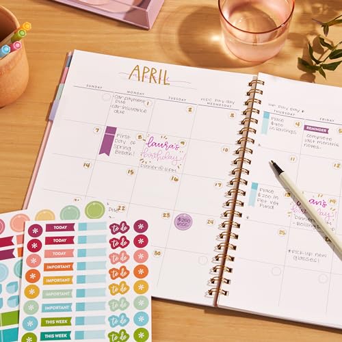 Erin Condren Inspired by Erin Condren Large Undated Planner, 12-Month Customizable Weekly and Monthly Layout, 9" x 11" Size, Premium 100gsm Paper, Includes Stickers and Pocket Folder - Image 3