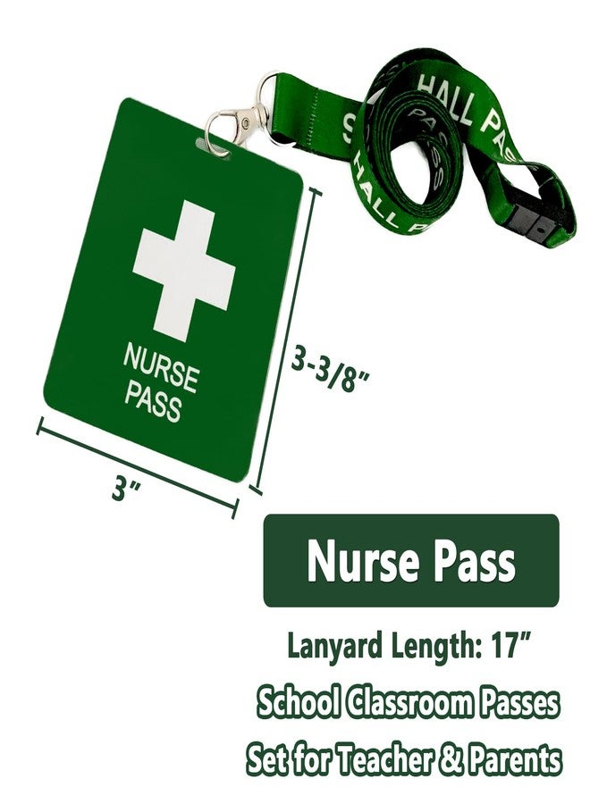 Bemaxy Hall Pass Lanyards with Card Passes, Unbreakable School Classroom Passes Set for Teacher Parents (Hall Bathroom Library Office & Nurse),5 Pcs (Nurse) - Image 3