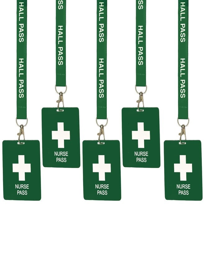 Bemaxy Hall Pass Lanyards with Card Passes, Unbreakable School Classroom Passes Set for Teacher Parents (Hall Bathroom Library Office & Nurse),5 Pcs (Nurse) - Image 1