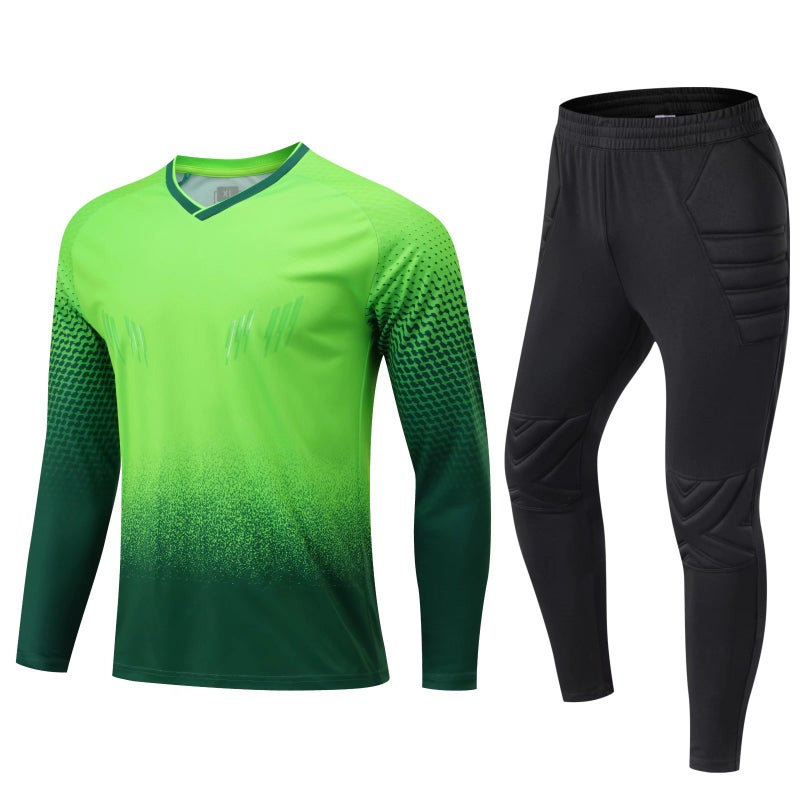 Long Sleeve Goalie Suit Mens Soccer Jersey New Style Training Equipment Adult Football Uniform For Training Practice fluorescent green