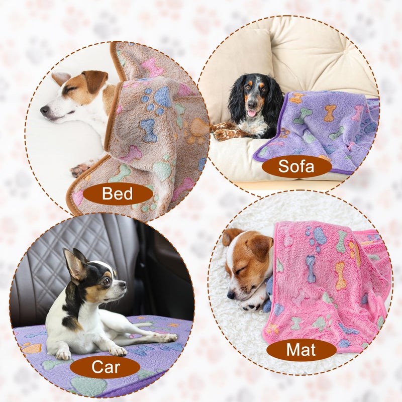 CADONO 1 Pack 3 Blankets Super Soft Fluffy Premium Fleece Pet Blanket Flannel Paw Printed Throw for Dog Puppy Cat(Large 41x31'', Purple, Pink, Brown) - Image 4