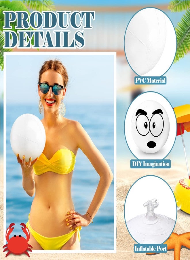 Junkin 36 Pieces 5.5 Inch Solid White Beach Balls Bulk Inflatable Beach Ball Swimming Pool Party Balls Beach Game Toy for Summer Beach, Pool and Party Favor - Image 2