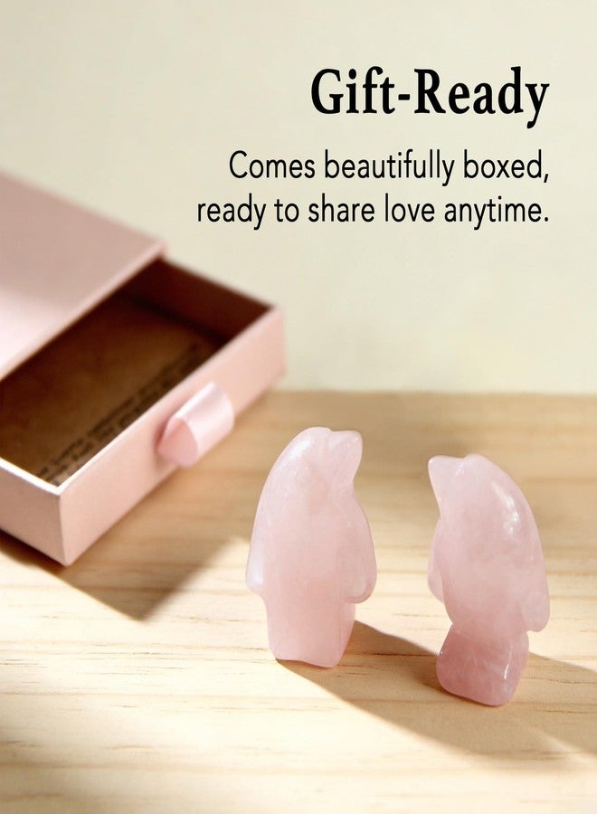 Taxhtext Rose Quartz Penguin Valentine Gift, Couples Gifts Set for Her Him, Romantic Anniversary Wedding Birthday Valentines Gift for Men Women Boyfriend Girlfriend Husband Wife, Easter basket Stuffer - Image 3